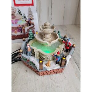 Holiday time working fountain light up village accessory Xmas town people